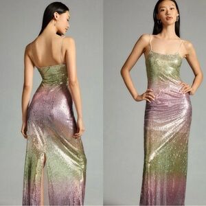 LoveShackFancy NEW Grand Ombre Sequins Formal Party Maxi Dress Lilac Size 10
